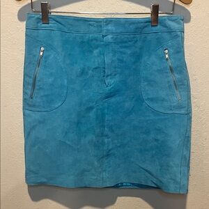 New Frontier Turquoise Suede Mini Skirt with Zip Pockets